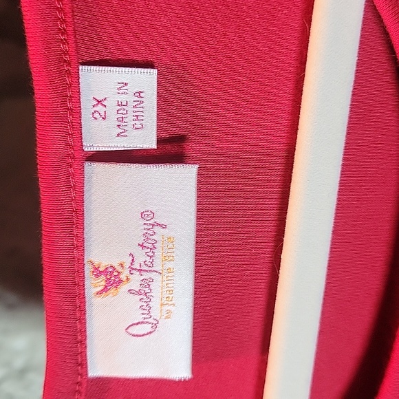 New Quacker Factory Holiday Red Long Sleeve Tunic Top Plus Size 2X - Picture 3 of 5